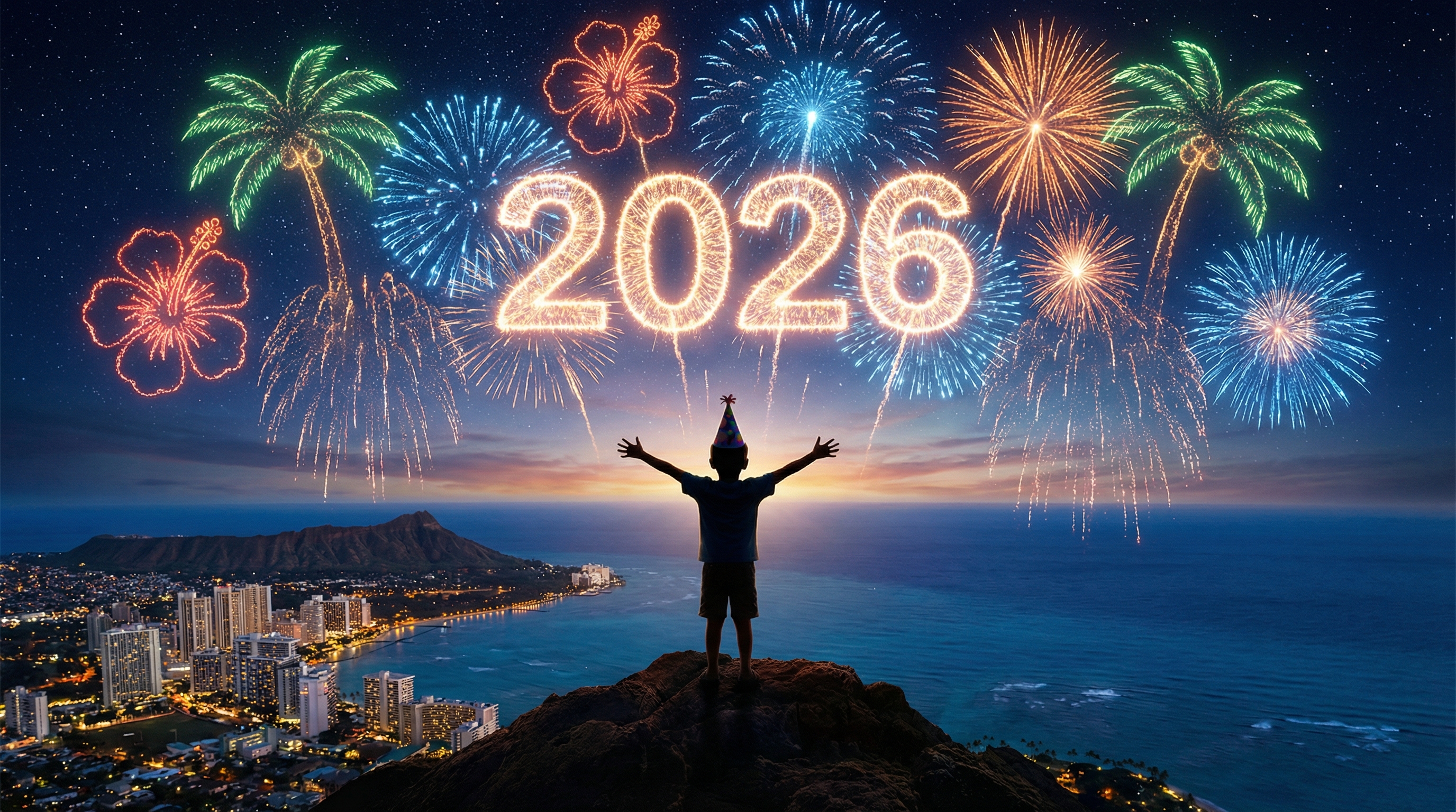 Neujahrs-Stadtsilhouette