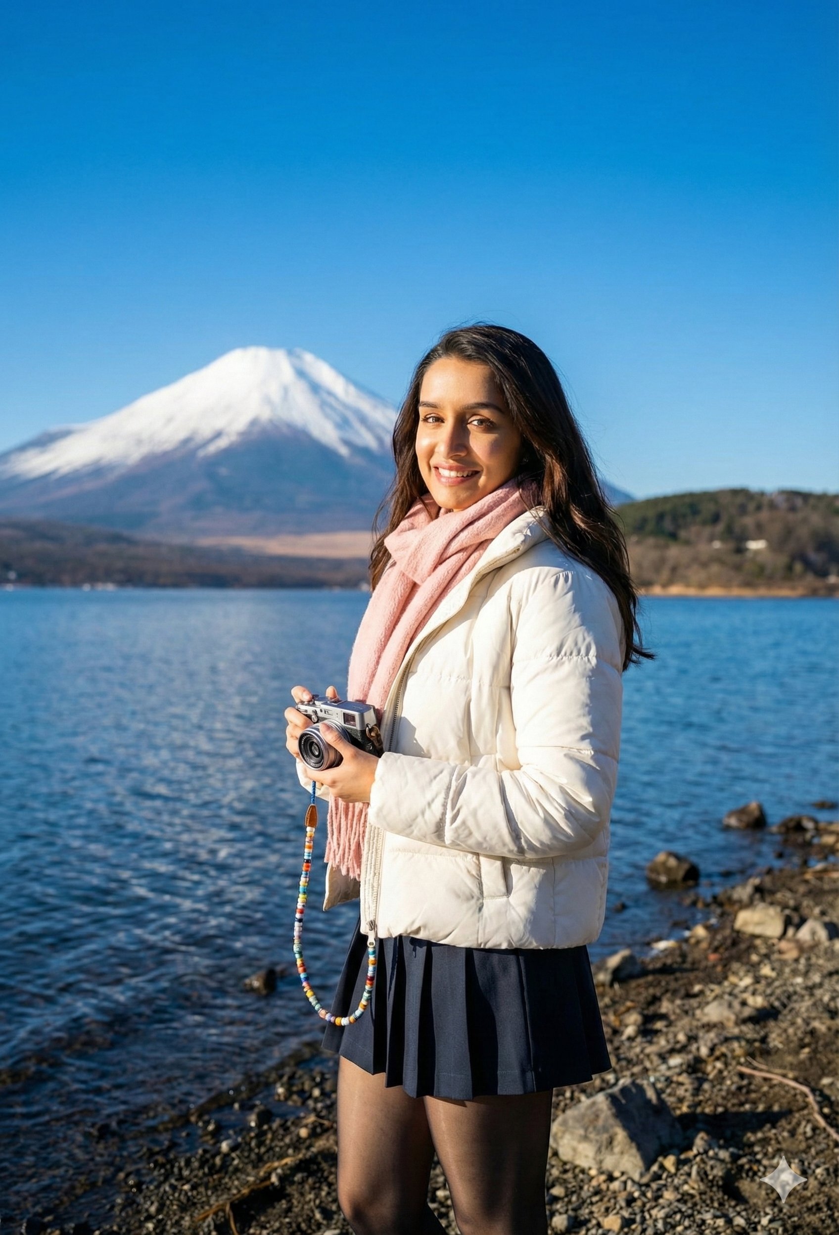 Lächelndes Mädchen am Fuji